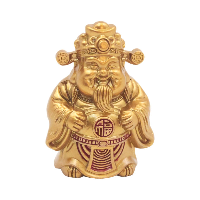 黄铜财神爷摆件办公桌工位桌面玄学招财小摆件招财进宝创意工艺品