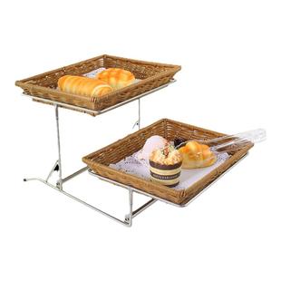 酒店商用创意三层面包点心篮餐厅餐具带盖自助餐水果盘多层展示架