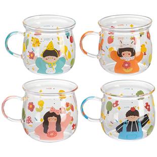 摩登主妇儿童玻璃杯带把手亲子杯子早餐杯家用喝水杯高硼硅牛奶杯
