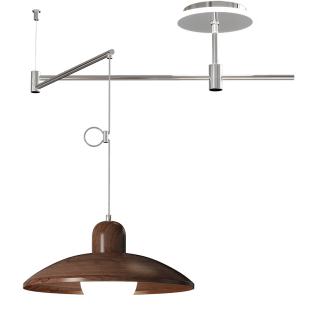 源氏木语餐厅吊灯中古侘寂风复古摇臂胡桃色餐桌吧台饭厅护眼灯具