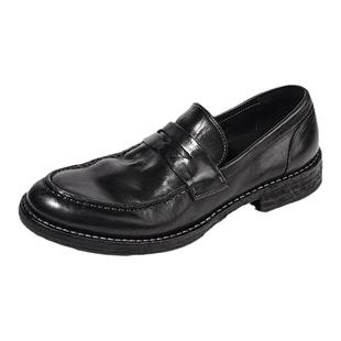 DREAMBOX钧博vibram高档马皮一脚蹬男鞋透气懒人休闲皮鞋乐福鞋