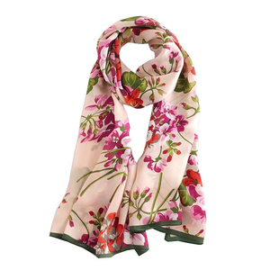 淡粉色围巾女春秋冬季薄款田园碎花时尚百搭披肩护颈围脖丝巾礼品