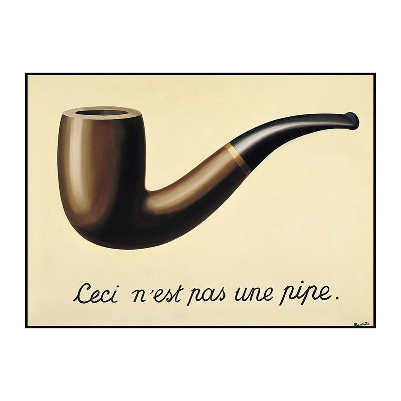 马格里特装饰画利特超现实戴黑帽的男人烟斗Magritte玛格丽特挂画