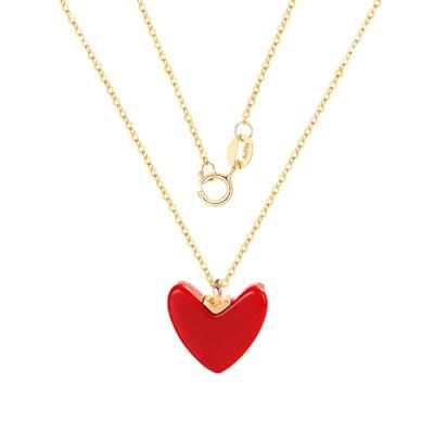 日本纯18k金小红心锁骨项链5折