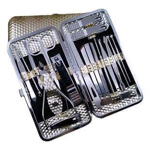 指甲剪套装指甲刀套盒19件修甲美甲工具家用修脚刀黑头粉刺眉毛夹