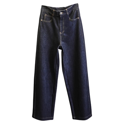 弹力宽松显瘦阔腿裤弯刀牛仔裤女