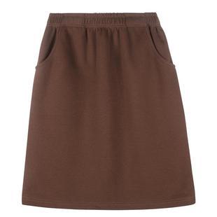 棕色半身裙秋冬女小个子松紧腰宽松口袋显瘦百搭大码直筒休闲中裙