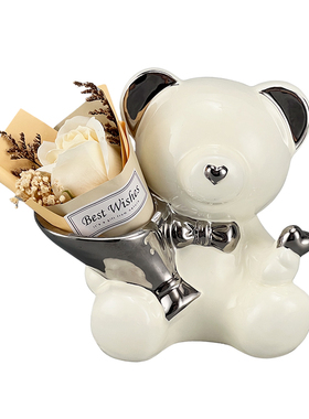 创意捧花暴力熊家居玄关摆件