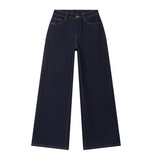东方甄选牛仔裤子女款阔腿裤直筒裤蓝色白色宽松秋装早秋穿搭新款