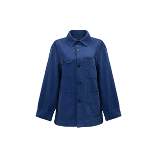 Bettychow 梅丁同款 口袋丹宁蓝色牛仔外套老钱风翻领时尚上衣
