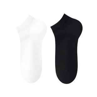 袜子男款短袜春秋纯棉防臭网眼透气吸汗黑色男士100%棉短筒浅口袜