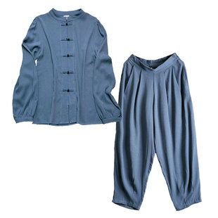 中式女装中国风高级感夏季套装女装2025新款高档天丝上衣女夏裤子