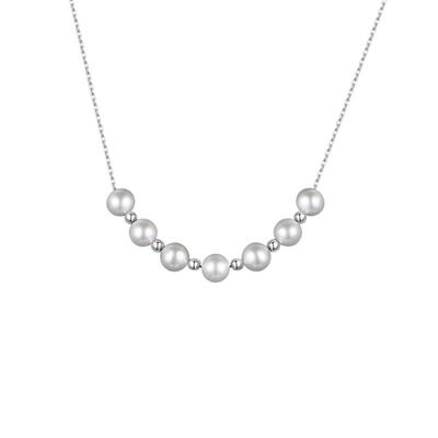 925银镀金淡水珍珠可调节项链