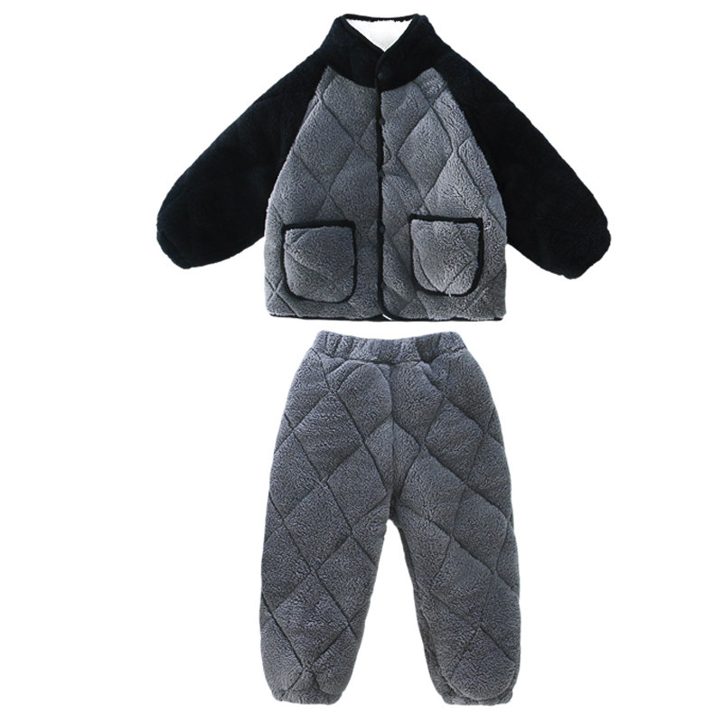 男童珊瑚绒三层加厚睡衣家居服
