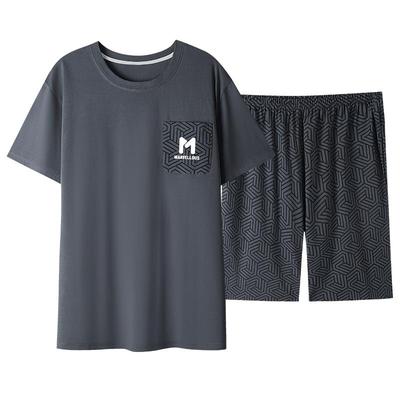 睡衣男士夏季纯棉短袖短裤家居服