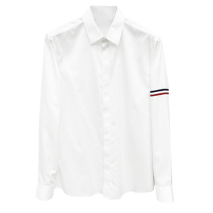 DOLCA HOMME高端系秋季长袖免烫衬衫 TB三色织带修身纯棉白色衬衣