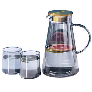 冷水壶凉水壶玻璃耐高温家用大容量水果茶壶凉白开水杯套装泡茶壶