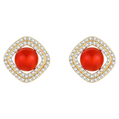 一撇一捺YPYN玛瑙耳钉女925银红色耳环方块港风复古时髦高级感