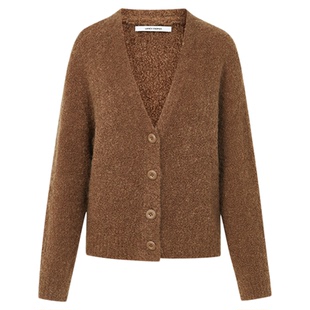 朗姿气质简约宽松v领针织开衫通勤高级感时尚毛衣2025年冬季新款