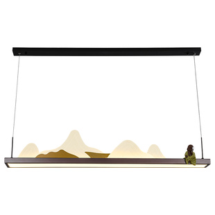 中国风简约新中式LED餐厅岛台吊灯别墅酒店民宿吧台禅意山水茶室