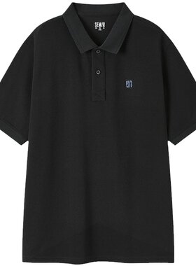 森马POLO衫男凉感抗菌黑色短袖