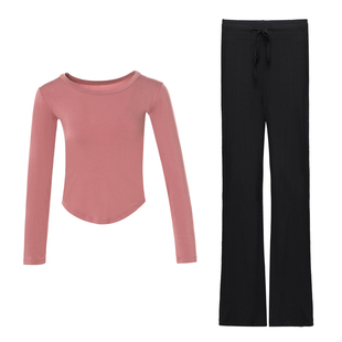 舞蹈练功服新款女成人现代舞跳舞服长袖古典中国舞形体阔腿裤套装