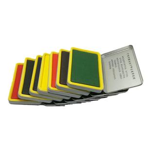 包邮彩7色印台 红蓝黑绿紫黄橙色银行财务铜章快干印台印泥印章油多色可选千百代铜章办公专用盖章速干印章盒