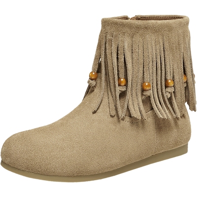 TATA他她靴子2025时尚平底短靴百搭休闲靴时尚潮酷西部靴YVZ01DD5