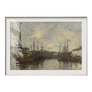 英国国家美术馆 欧仁布丹布鲁塞尔港客厅餐厅艺术复古复刻装饰画