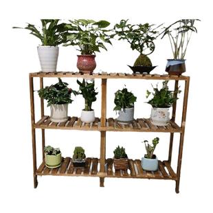 实木花架窗台加宽多层高低脚阳台窄台面多肉收纳架客厅木架支撑架