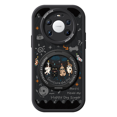 适用华为mate80promax手机壳新款mate70磁吸带支架mate60防摔全包M50女款m40保护套m30磨砂晒晒小狗硅胶外壳