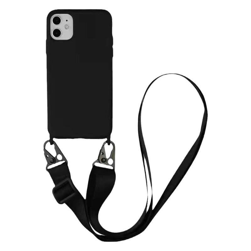 带挂绳适用苹果12手机壳16pro斜挎iPhone17promax纯色硅胶13mini背带挂脖11十二防摔XR女15pl