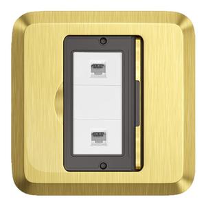 隐藏式网络地插120型不锈钢单开门 翻盖式电话五孔插座面板带底盒