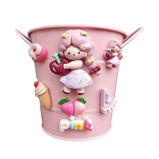 笔筒可爱铁艺摆件桌面大容量化妆品收纳桶卡通学生文具儿童礼品