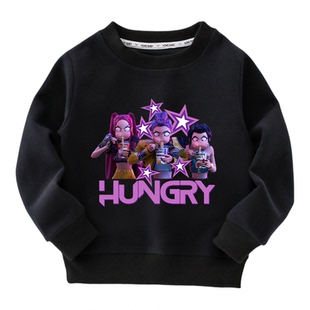 kpop猎魔女团女童卫衣秋季儿童洋气衣服秋冬加绒圆领长袖打底上衣