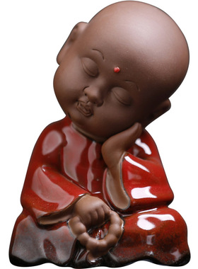 禅意小和尚家居瓷器中式风摆件