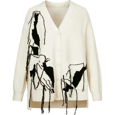 LESS美利诺羊毛提花流苏针织衫