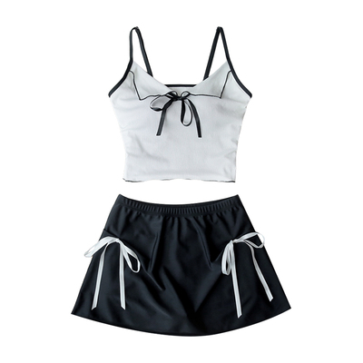 可爱少女甜妹吊带泳衣女分体裙式
