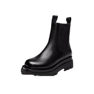 Tata他她切尔西靴女加绒厚底烟筒靴奥莱时装靴低跟短靴女