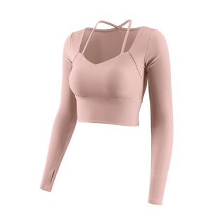 瑜珈服秋冬款带胸垫运动上衣显瘦气质跑步长袖普拉提训练健身衣服