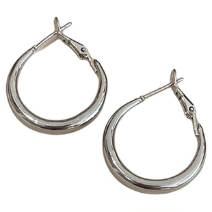 许我耀眼赵露思许妍同款银色素圈耳环女高级感气质耳圈冷淡风耳饰