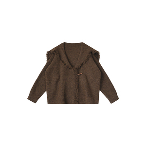 复古法式流苏长毛仿驼绒气质优雅开衫安妮森林大码女装2024秋新款