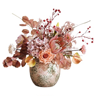 诧寂风仿真高档花插花复古风假花摆件桌面花艺摆件高级感客厅摆花