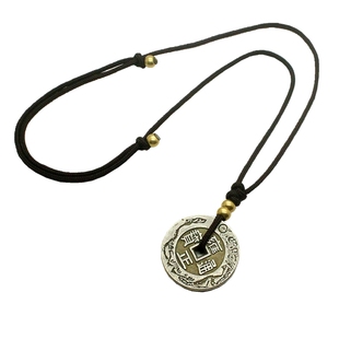 复古铜钱币吊坠项链男士短款男个性挂件女饰品五帝钱百搭配饰