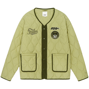 【防水尼龙】罗云熙同款GUUKA绿色内胆棉衣女冬季 小棉袄撞色外套