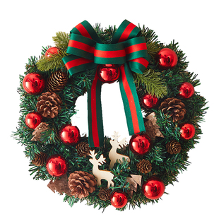 圣诞节装饰品创意圣诞花环门挂藤条橱窗氛围场景布置圣诞树挂件