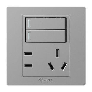 公牛86型暗装家用二开五孔二位开关带插座双开两开双联双控2开5孔