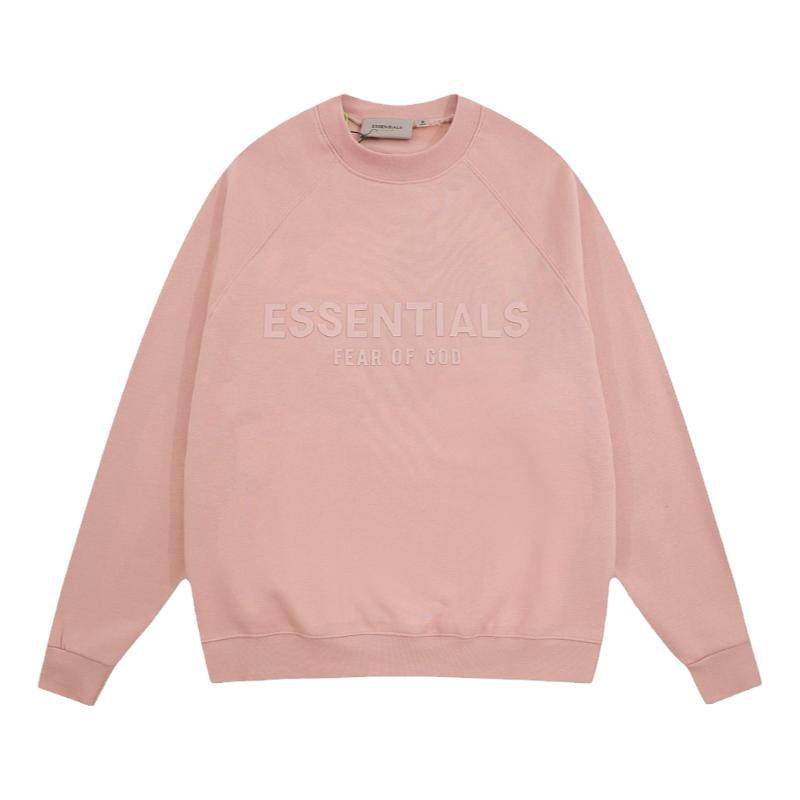 FOG ESSENTIALS脏粉色卫衣女秋冬薄款圆领加绒长款大码字母美式潮