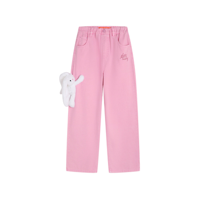 可爱兔子装饰儿童牛仔长裤