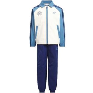 阿迪达斯童装25秋儿童男童三叶草篮球风梭织运动薄长袖套装KG6615